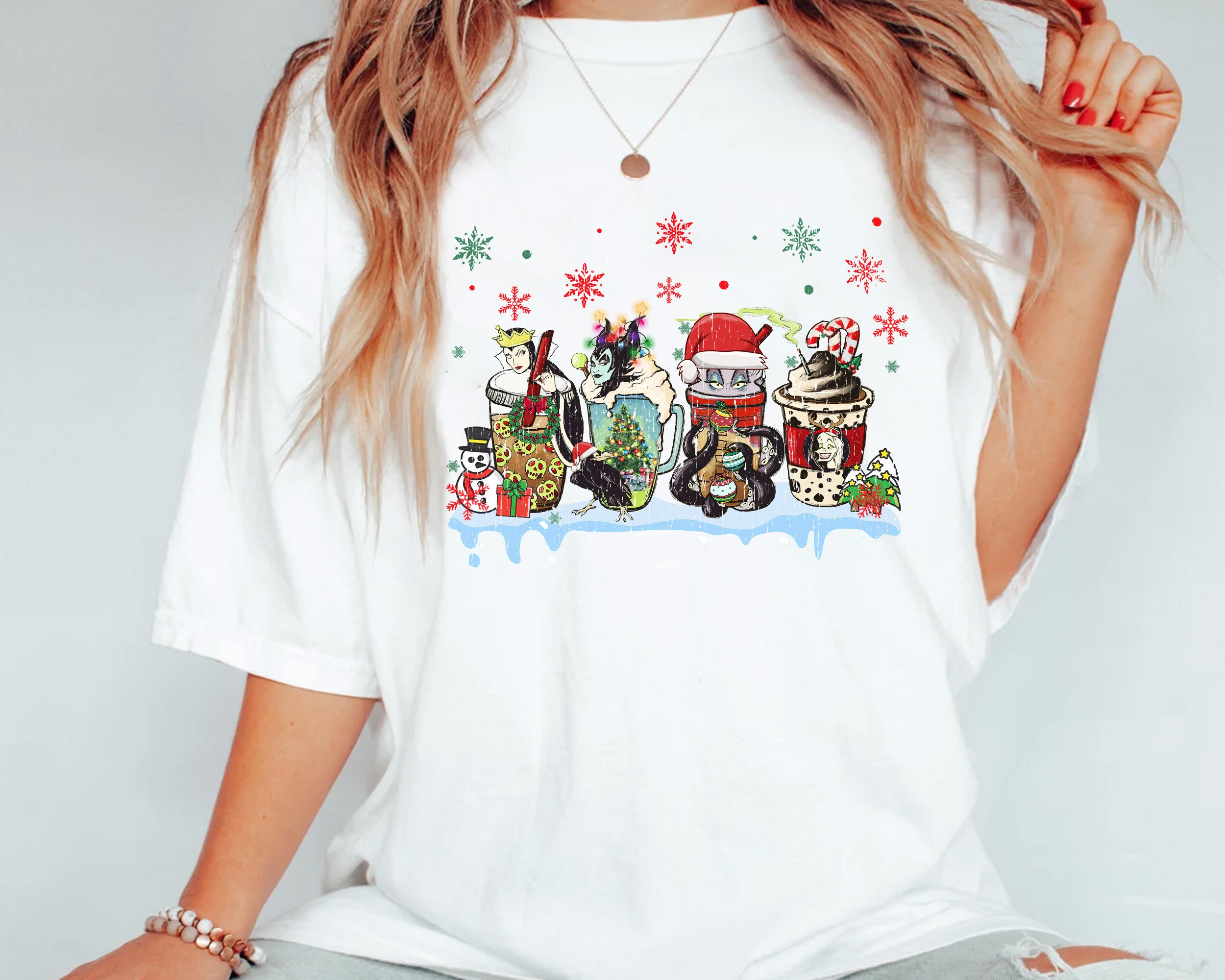 Retro Disney Villains Christmas Coffee T-shirt Retro Disney Villains Christmas Coffee T-shirt