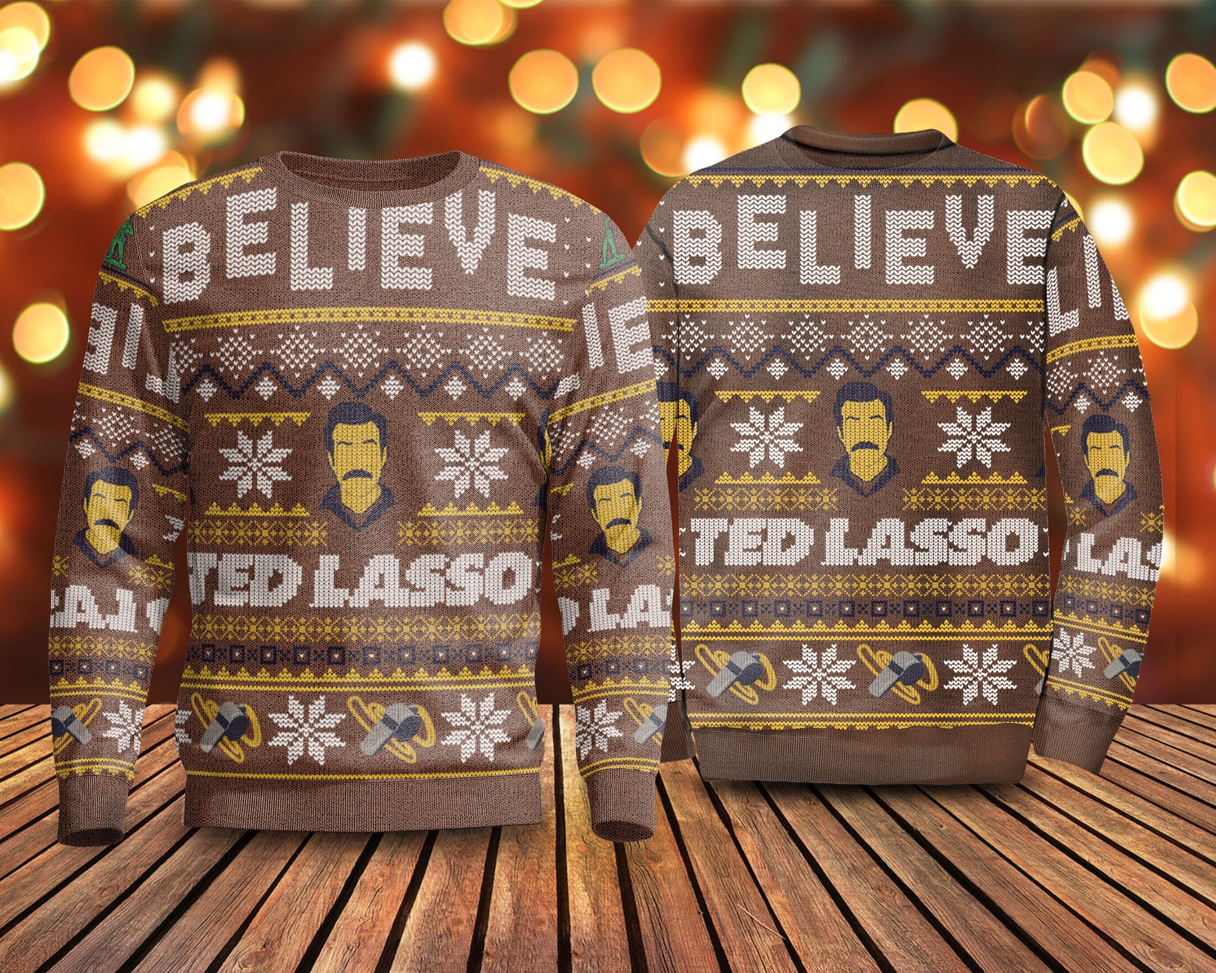 Believe TedLasso Ugly Christmas Sweater Gift Idea Believe TedLasso Ugly Christmas Sweater Gift Idea