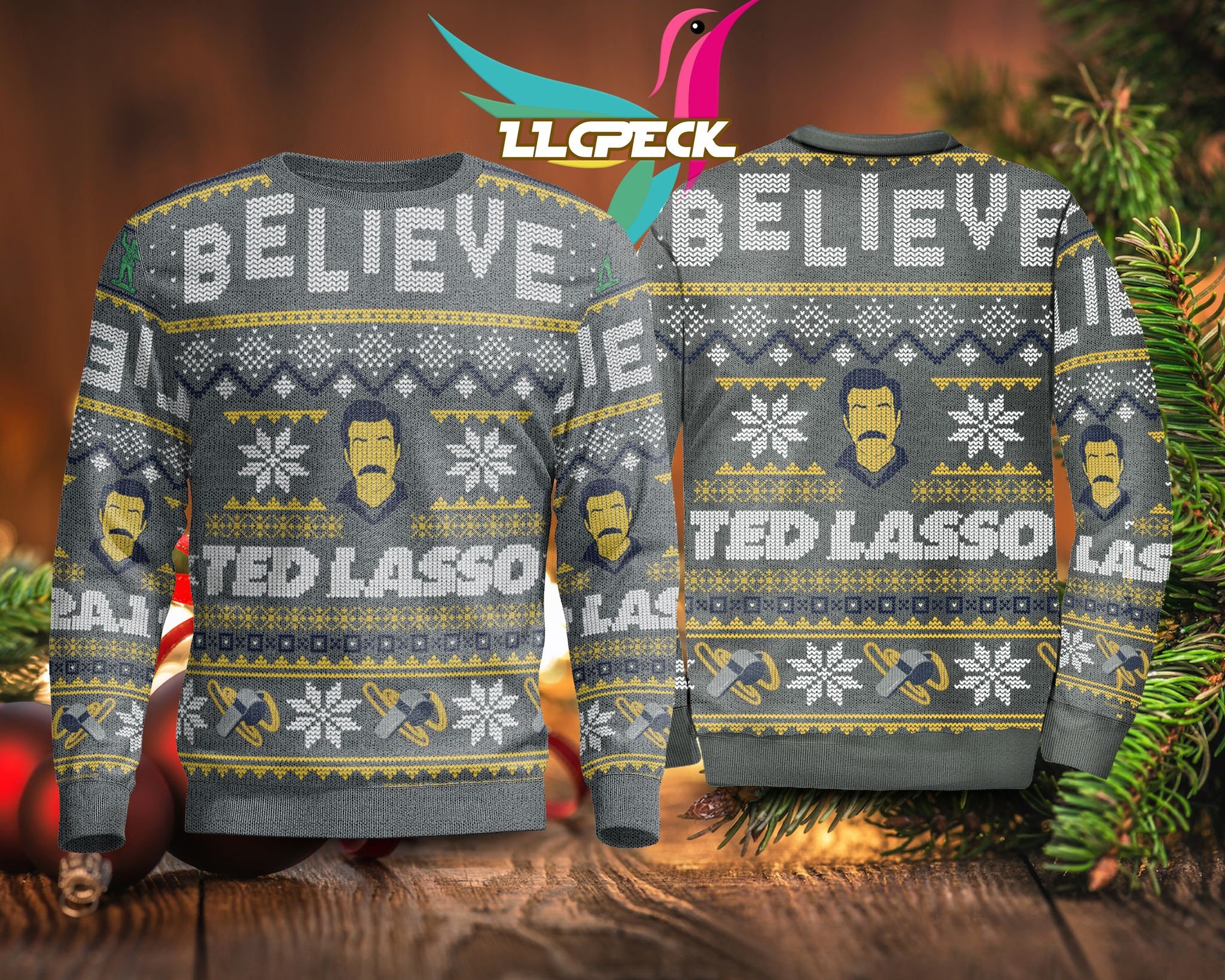 Believe TedLasso Ugly Christmas Sweater Gift Idea Believe TedLasso Ugly Christmas Sweater Gift Idea