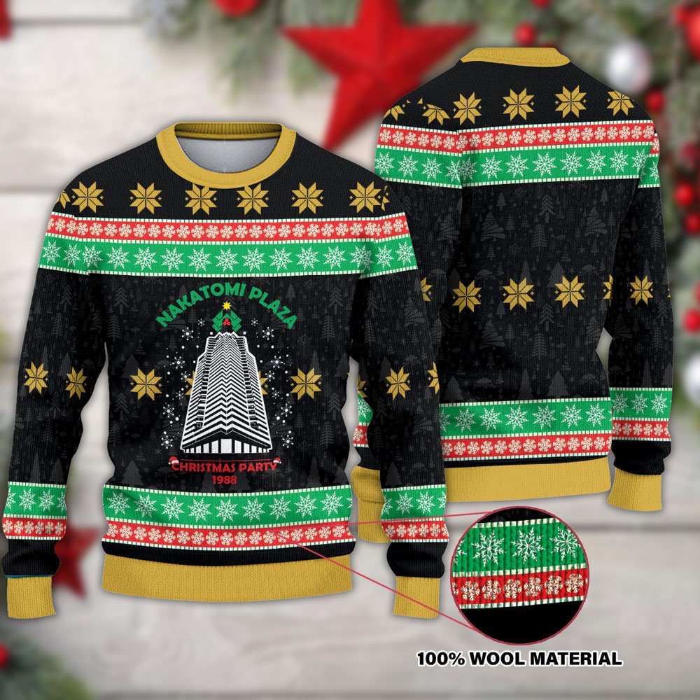 Nakatomi Plaza Die Hard Ugly Christmas Sweater Nakatomi Plaza Die Hard Ugly Christmas Sweater